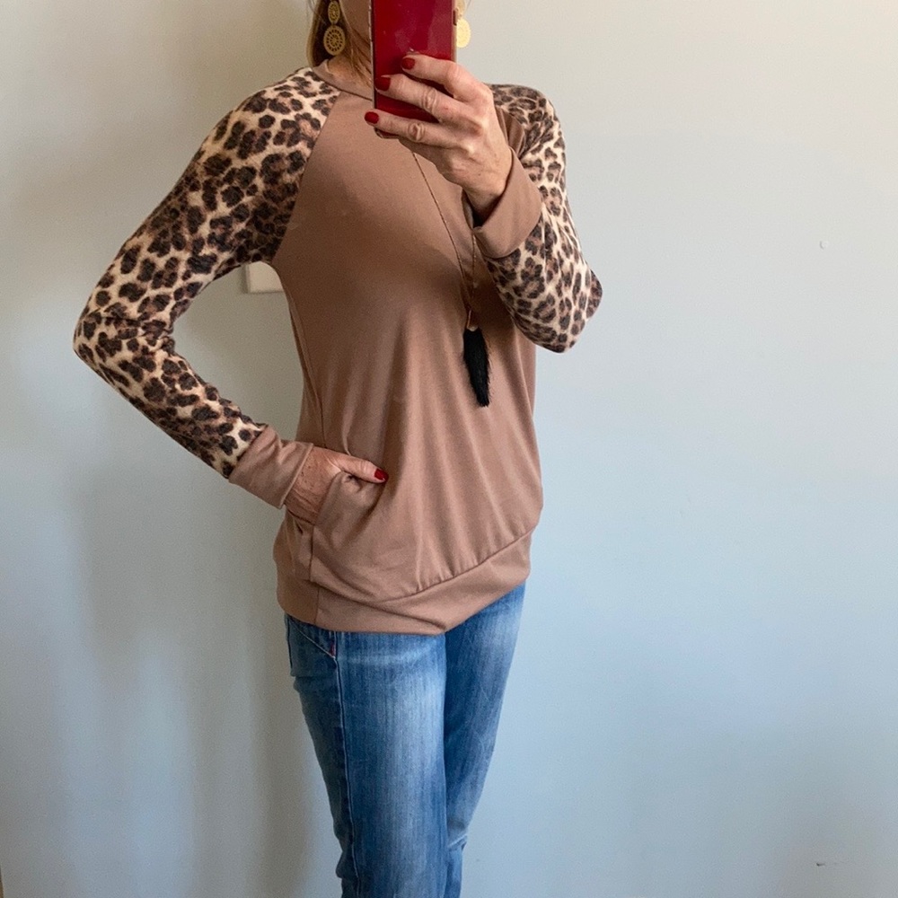 Leopard Print & Tan Tunic Top - Picture 4 of 8